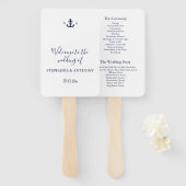 Monogram Nautical Navy Blue Anchor Wedding    Fächer (Vorne und Hinten)