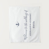 Monogram Nautical Navy Blue Anchor Wedding     Wandteppich (Vorderseite)