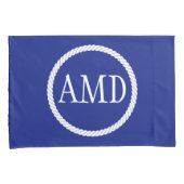 Monogram Nautical Navy Blue White Circle Kissenbezug (Vorderseite-Rechts)