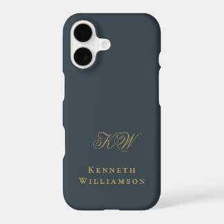 Monogram Navy Blau Gold Name Minimalistisch Männer