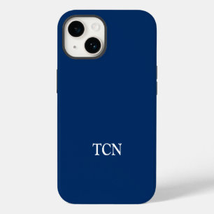 Monogram Navy Blau Weiße Minimalistische Moderne iPhone 14 Hülle
