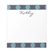 Monogram Navy Blue Baby Blue Polka Dot Pattern Notizblock (Vorderseite)