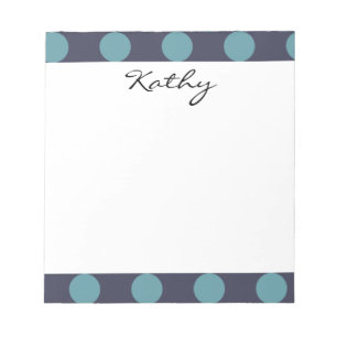 Monogram Navy Blue Baby Blue Polka Dot Pattern Notizblock