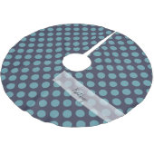 Monogram Navy Blue Baby Blue Polka Dot Pattern Polyester Weihnachtsbaumdecke (Schrägansicht)