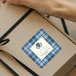 Monogram Navy Blue Baby Boy Dusche Vielen Dank Quadratischer Aufkleber