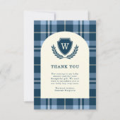 Monogram Navy Blue Baby Dusche Danke Karte (Vorderseite)