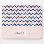 Monogram Navy Blue Blush Pink Name Mousepad (Vorne)