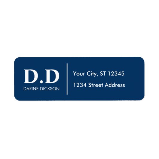 Monogram Navy Blue Business Mailing-Rücksendeadres (Vorne)