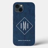 Monogram Navy Blue Case-Mate iPhone Hülle (Rückseite)