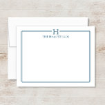 Monogram Navy Blue Elegant Family Stationery Mitteilungskarte<br><div class="desc">Dieses Design verfügt über eine dünne Doppelgrenze mit Platz für ein Monogramm und Namen/Text oben. Klicken Sie auf die Schaltfläche Anpassen, wenn Sie die Designelemente anpassen und/oder den Text weiter verändern möchten! Variationen dieses Designs, zusätzliche Farben sowie koordinierende Produkte sind in unserem Shop, zazzle.com/store/doodlelulu verfügbar. Kontaktieren Sie uns, wenn Sie...</div>