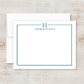 Monogram Navy Blue Elegant Family Stationery Mitteilungskarte