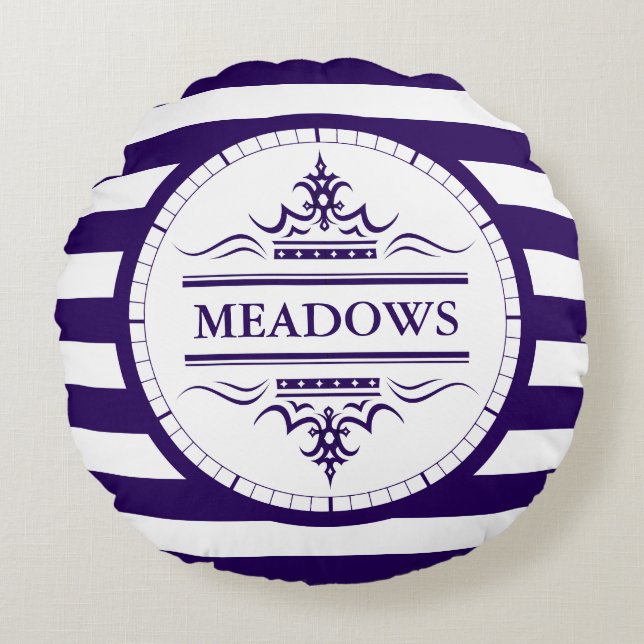 Monogram Navy Blue Elegant Nautical Throw Kissen (Vorderseite)