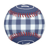 Monogram Navy Blue Gingham Baseball (Rückseite)