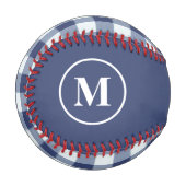 Monogram Navy Blue Gingham Baseball (Vorderseite Links)