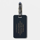 Monogram Navy Blue Gold Agate Geode Stilvoll Gepäckanhänger (Rückseite vertikal)