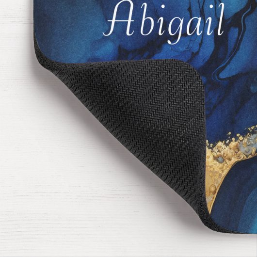 Monogram Navy Blue Gold Agate Marmor Wasserfarbe Mousepad (Ecke)