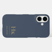 Monogram Navy Blue Gold Beruflich Elegant Case-Mate iPhone Hülle (Rückseite (Horizontal))