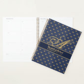 Monogram Navy Blue Gold Crown King Queen NEWLYWEDS Planer (Anzeige)