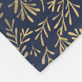 Monogram Navy Blue Gold Leaf Newlyweds Wedding Fleecedecke (Ecke)