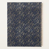 Monogram Navy Blue Gold Leaf Newlyweds Wedding Planer (Rückseite)