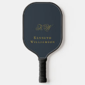 Monogram Navy Blue Gold Name Minimalist Men  Pickleball Schläger (Vorderseite)