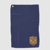 Monogram Navy Blue Gold Name Personalisiert Golfhandtuch (Vorderseite)