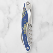 Monogram Navy Blue Gold Trauzeuge Hochzeit Kellnermesser (Rückseite)