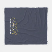 Monogram Navy Blue Gold White Minimalist Men Chic Fleecedecke (Vorderseite (Horizontal))