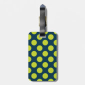 Monogram Navy Blue Green Chic Polka Dot Muster Gepäckanhänger (Rückseite vertikal)