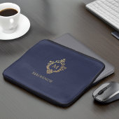 Monogram Navy Blue Imitats Gold Vintag Wappen Init Laptopschutzhülle