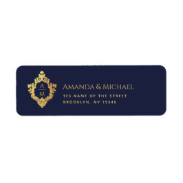 Monogram Navy Blue Imitats Gold Wappen Vintage Hoc