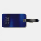 Monogram Navy Blue Imitats Metal Steel kundenspezi Gepäckanhänger (Rückseite horizontal)