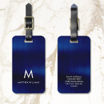 Monogram Navy Blue Imitats Metal Steel kundenspezi Gepäckanhänger<br><div class="desc">Monogram Navy Blue Imitats Metal Steel Styling Custom Luggage Tag</div>