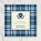 Monogram Navy Blue Kariert Baby Boy Dusche Vielen  Geschenkanhänger (Vorderseite)