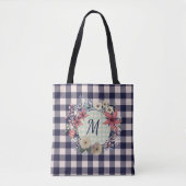 Monogram Navy Blue Karos | Sie anpassen Tasche (Vorderseite)
