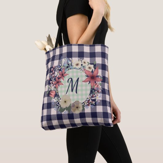 Monogram Navy Blue Karos | Sie anpassen Tasche (Von Nahem)