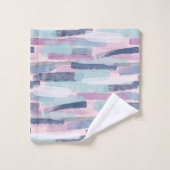 Monogram Navy Blue Lite Lila White Badhandtuch Set (Waschlappen)