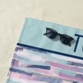 Monogram Navy Blue Lite Lila White Strandtuch (Beispiel)