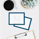 Monogram Navy Blue Masculine Men's Stationery Mitteilungskarte