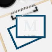 Monogram Navy Blue Masculine Men's Stationery Mitteilungskarte