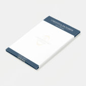 Monogram Navy Blue Moderne Elegante Business Post-it Klebezettel (angewinkelt)