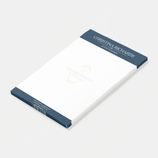 Monogram Navy Blue Moderne Elegante Business Post-it Klebezettel (angewinkelt)