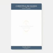 Monogram Navy Blue Moderne Elegante Business Post-it Klebezettel (Vorderseite)