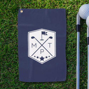 Monogram Navy Blue Name Personalisiert Golfhandtuch
