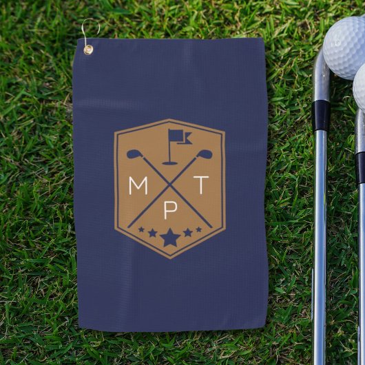 Monogram Navy Blue Name Personalisiert Golfhandtuch