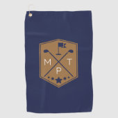 Monogram Navy Blue Name Personalisiert Golfhandtuch (Vorderseite)