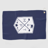 Monogram Navy Blue Name Personalisiert Golfhandtuch (Horizontal)