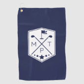 Monogram Navy Blue Name Personalisiert Golfhandtuch (Vorderseite)