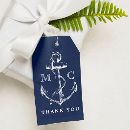 Monogram Navy Blue Nautical Anchor Vielen Dank Geschenkanhänger