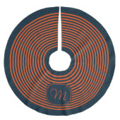 Monogram Navy Blue Orange Strip Weihnachten Polyester Weihnachtsbaumdecke (Vorderseite)